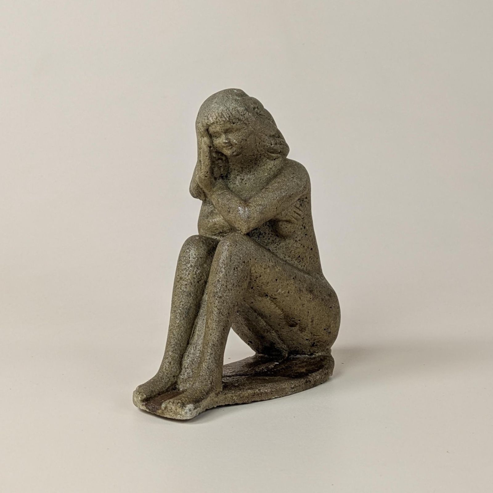 Vintage Nude Female Sculpture Art Rustic Home Decor Stone Finish Statue 1950s photo furniture