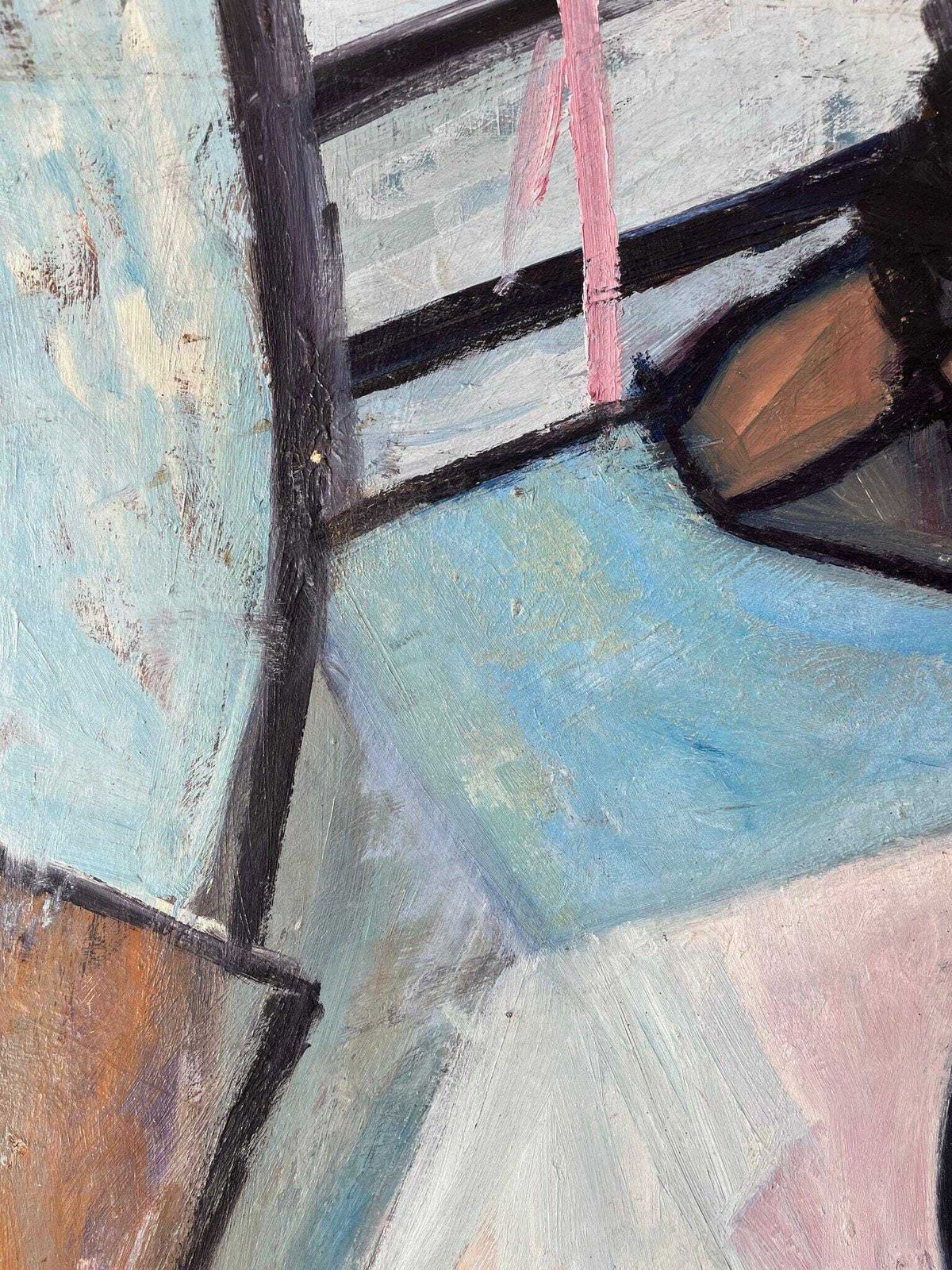 Stylised Nude Oil On Board Painting, A Vintage 20th Century Original Artwork photo vinterior