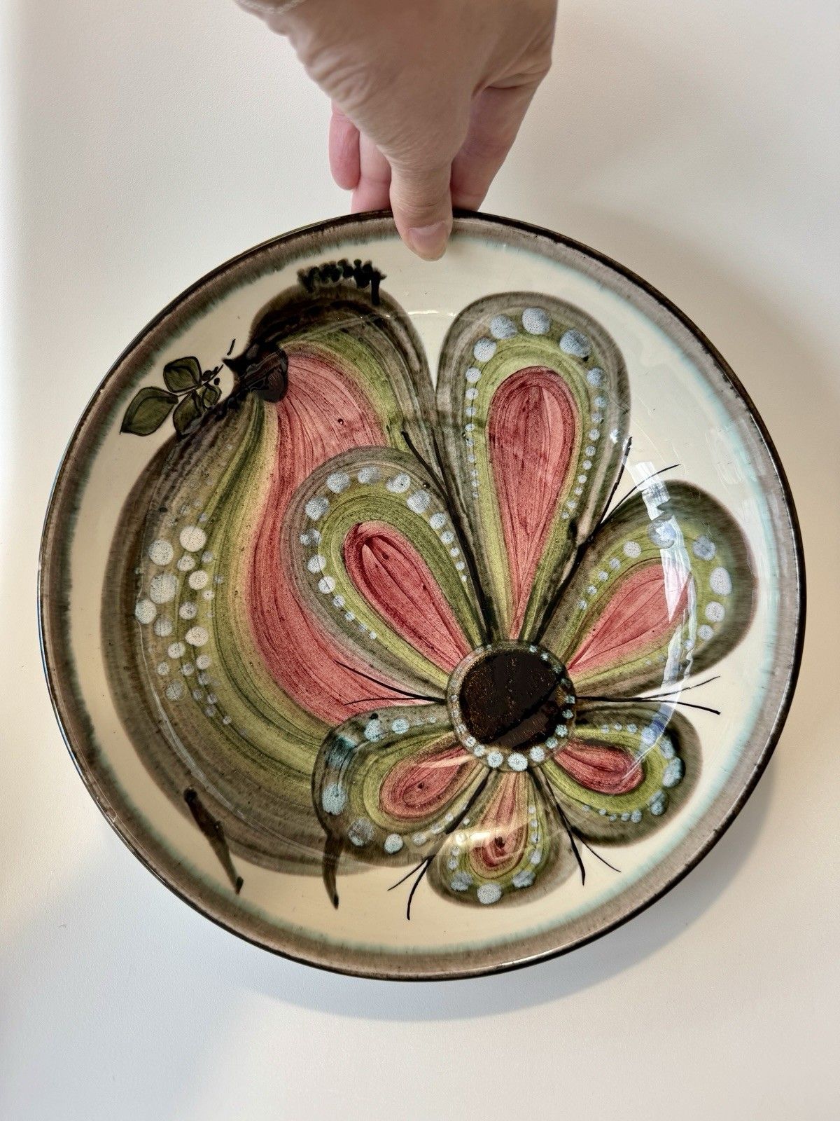 1960’s Willy Steinlin From St. Gallen, Ceramic Bowl With Flamboyant Bird Design