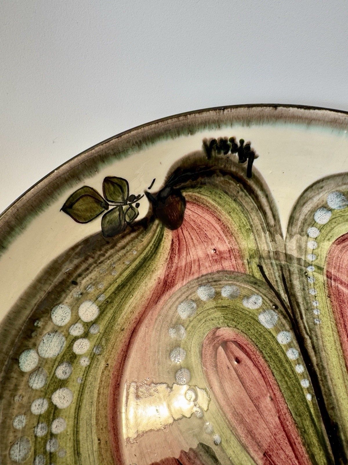 photo for sale 1960’s Willy Steinlin From St. Gallen, Ceramic Bowl With Flamboyant Bird Design