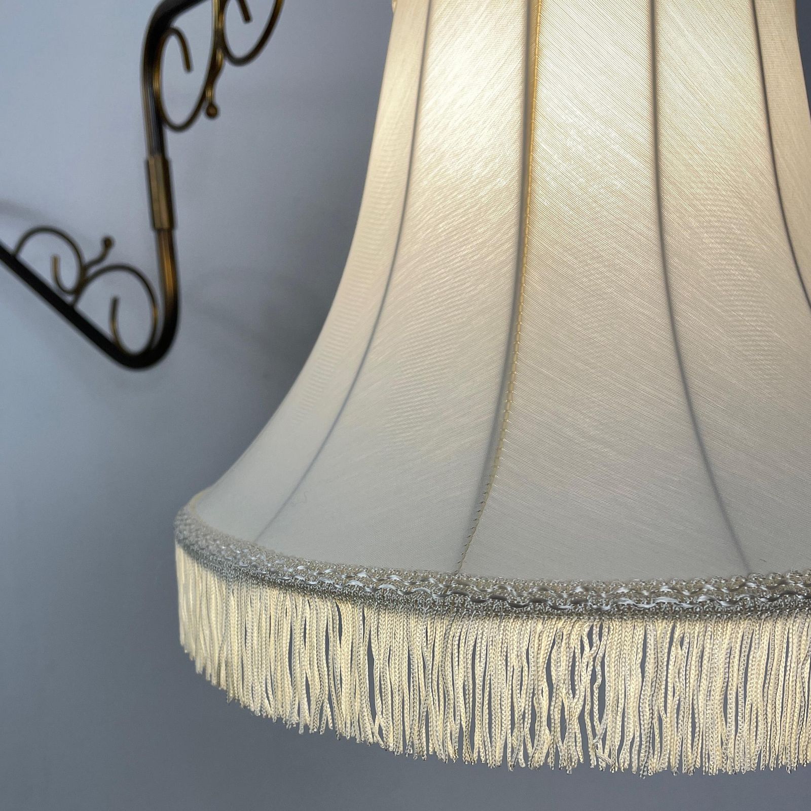 photo vinterior Brass And Fabric Wall Lamp With Joint, Sweden 1940s