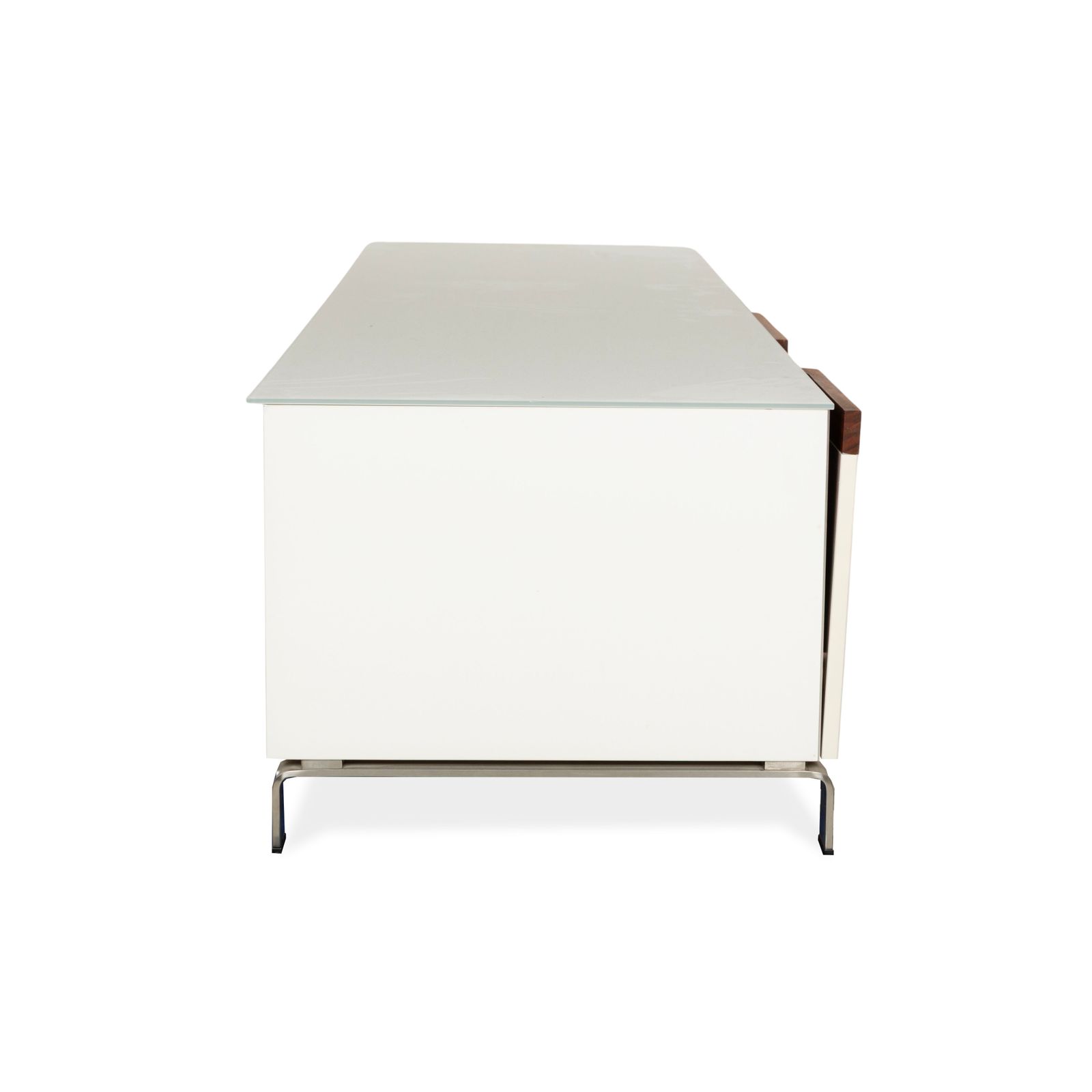 Mobilier Enfilade Joop! en verre, blanc et brun, avec tiroirs photo