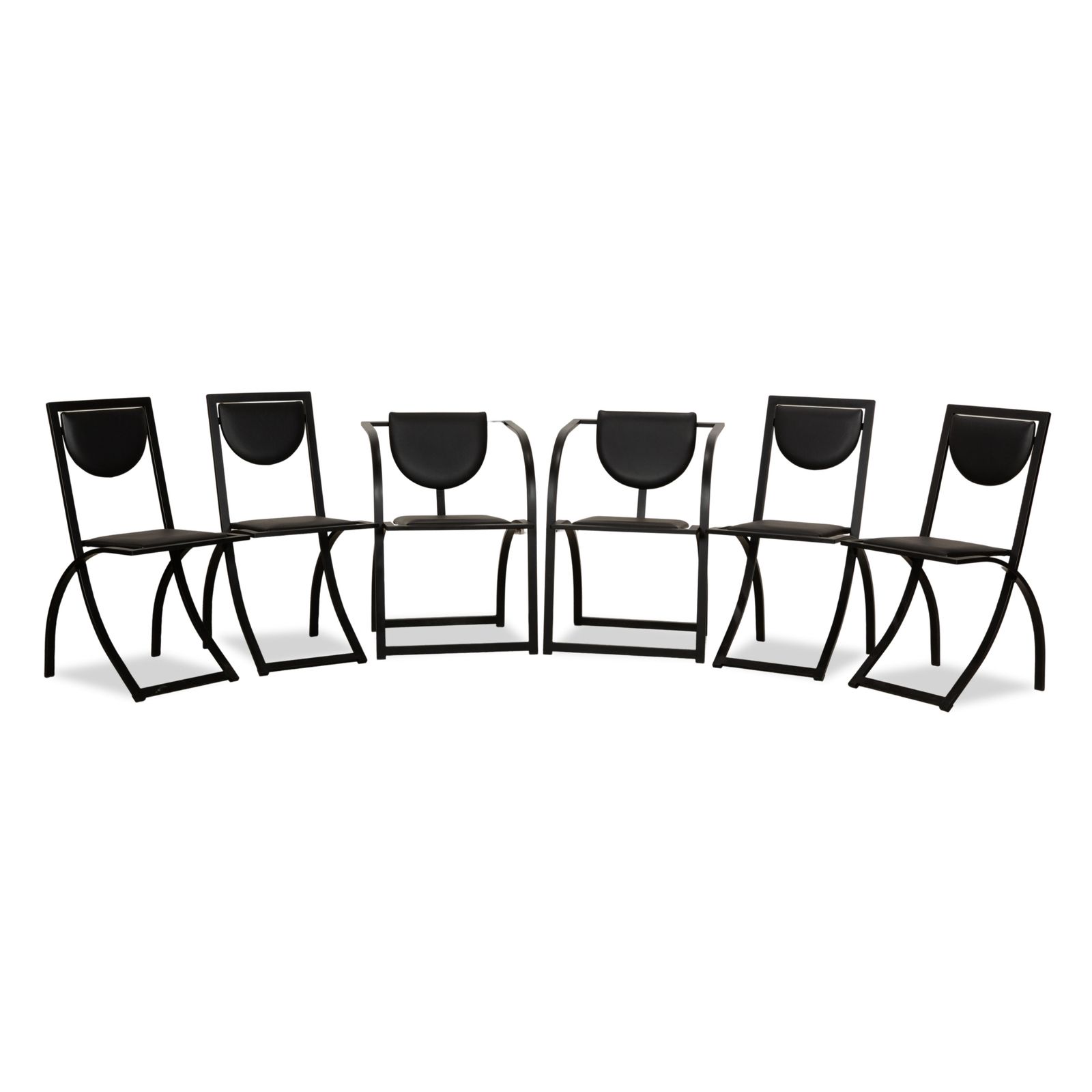 Lot de 6 chaises en cuir KFF Sinus, noires