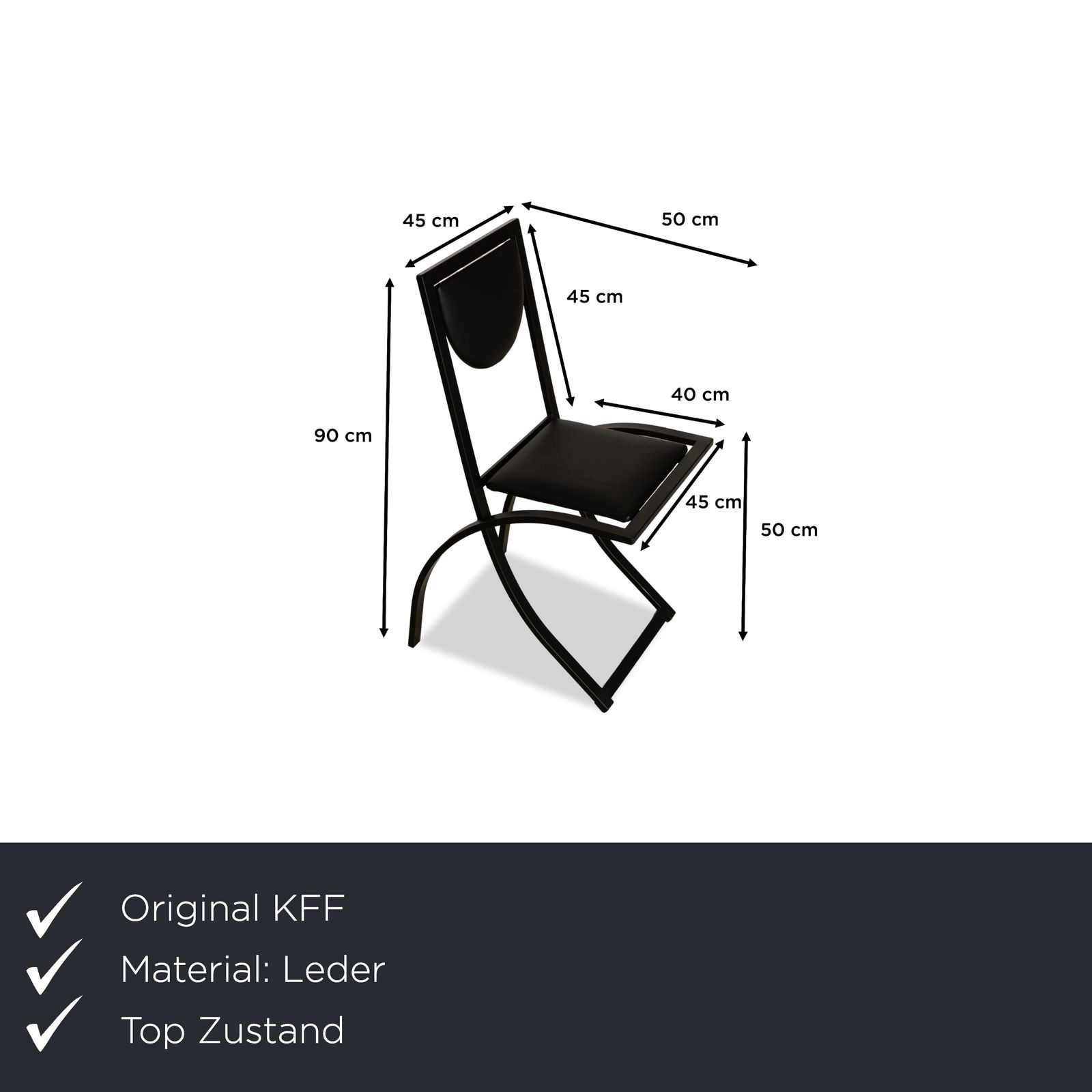 Lot de 6 chaises en cuir KFF Sinus, noires photo furniture