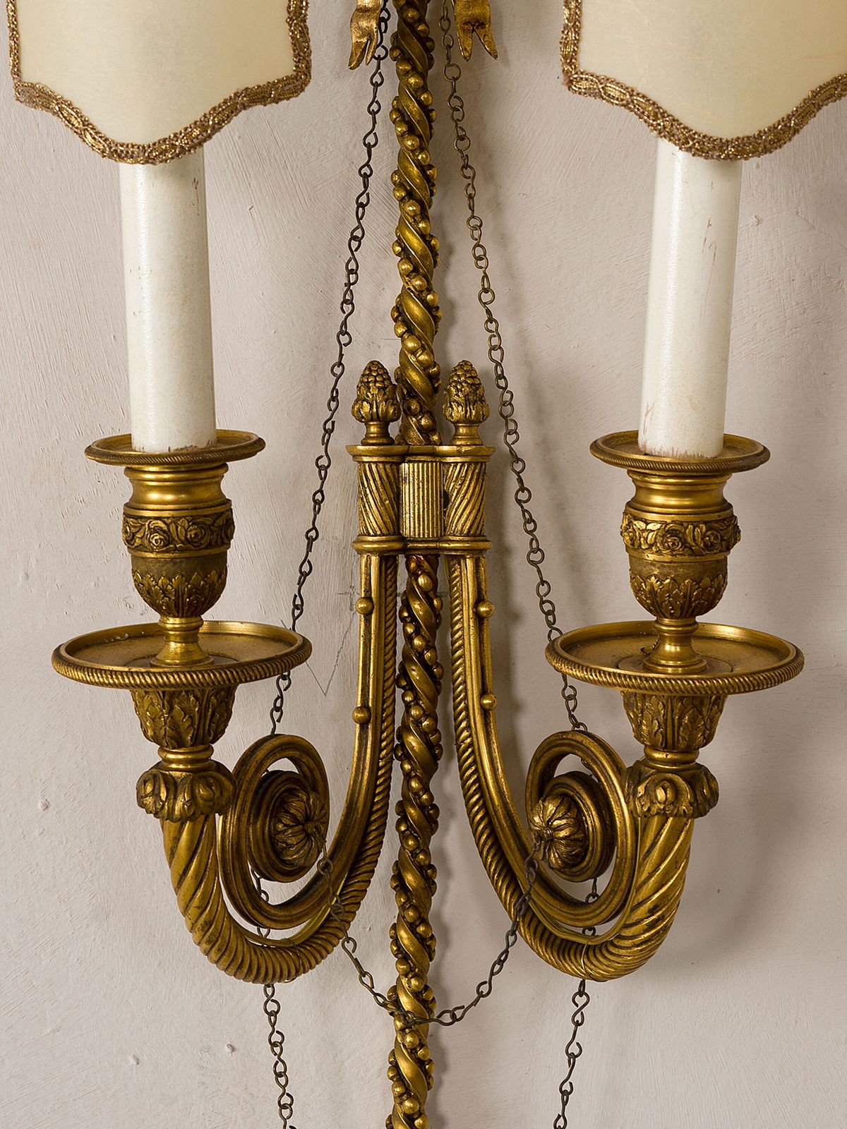 Pair Of Napoleon III Wall Sconces In Gilt And Finely Chiseled Bronze, France, Mid 19th Century photo for sale