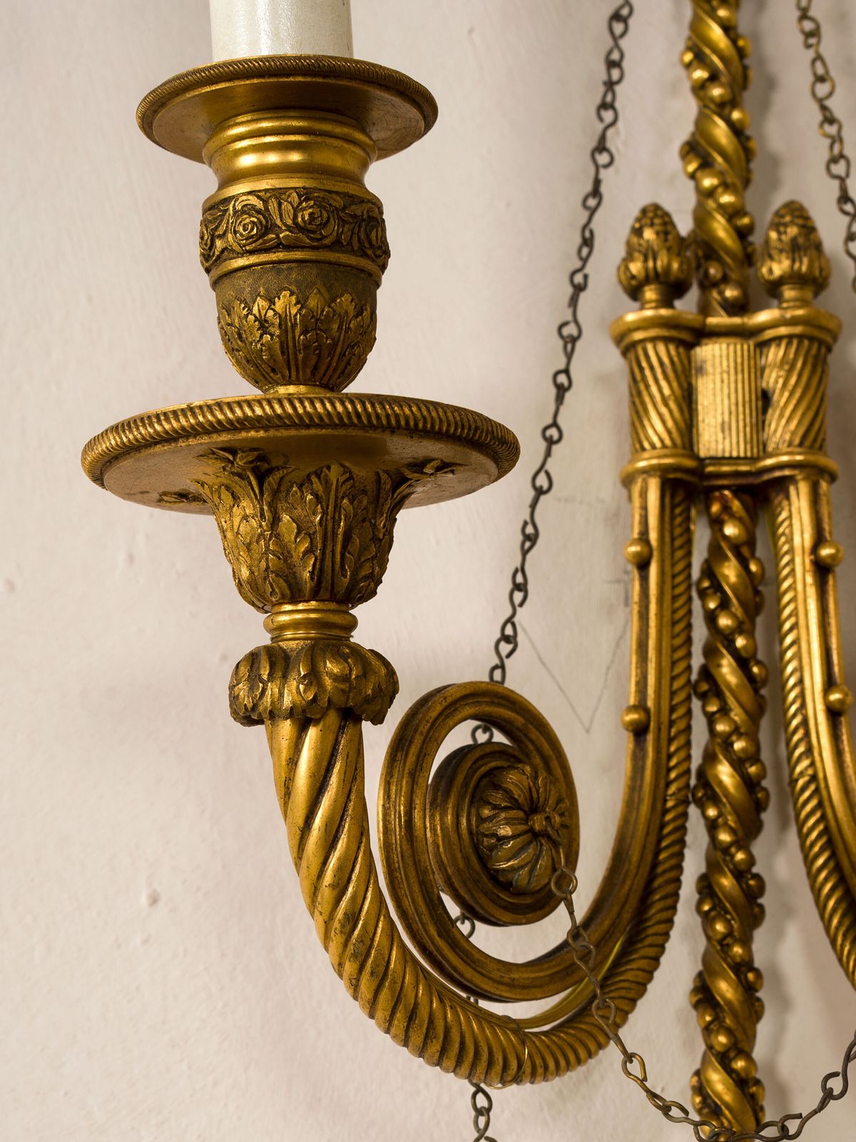 Pair Of Hand Chiseled Gilt Bronze Wall Sconces, France, Napoleon III Period. photo buy