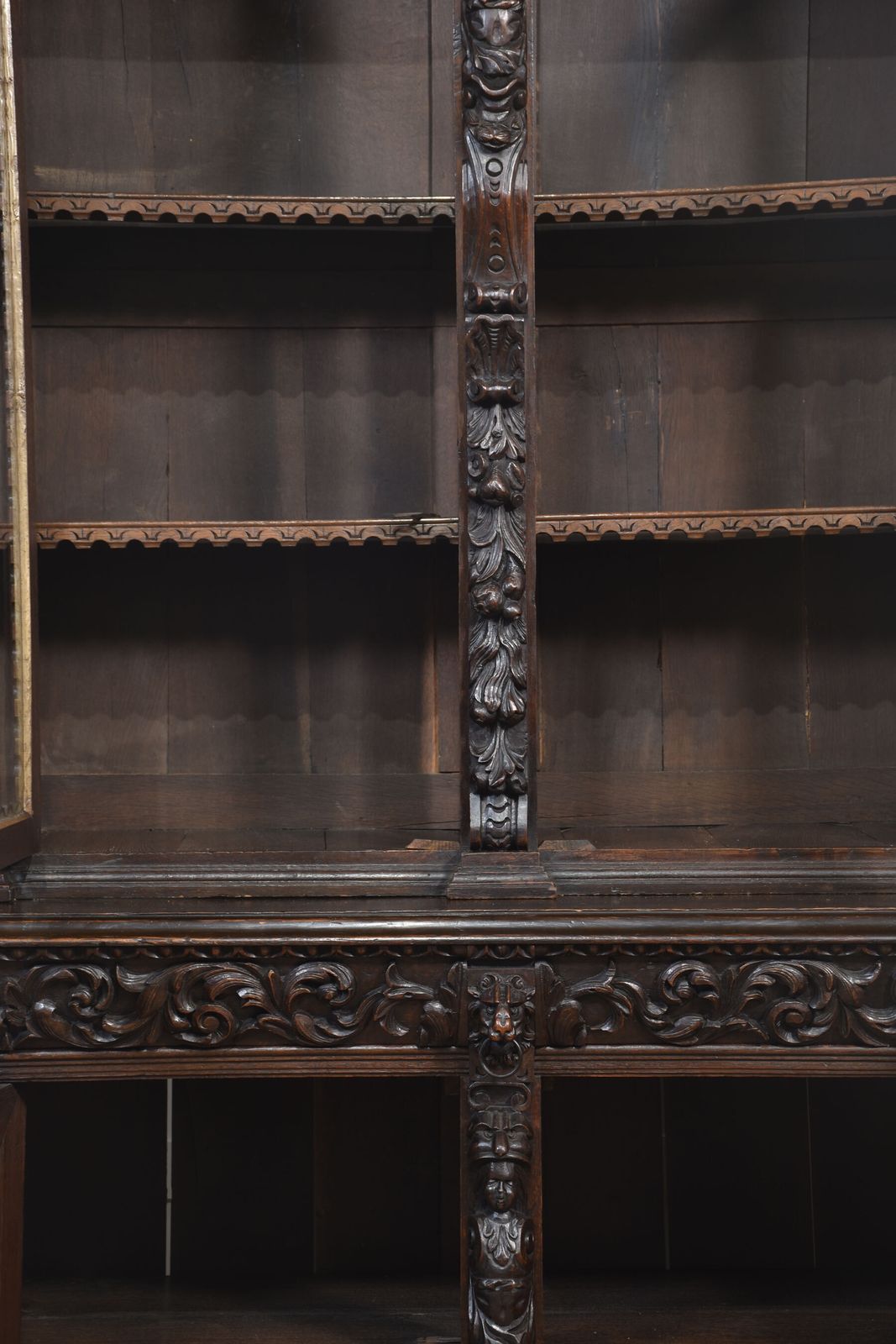 Renaissance Revival Carved Oak Two Door Bookcase photo vintage