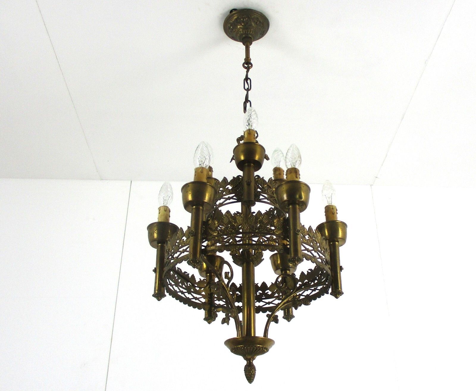 Gothic Ornate Brass 9 Arms Lights Chandelier Revival  Empire Impressive Antique photo furniture