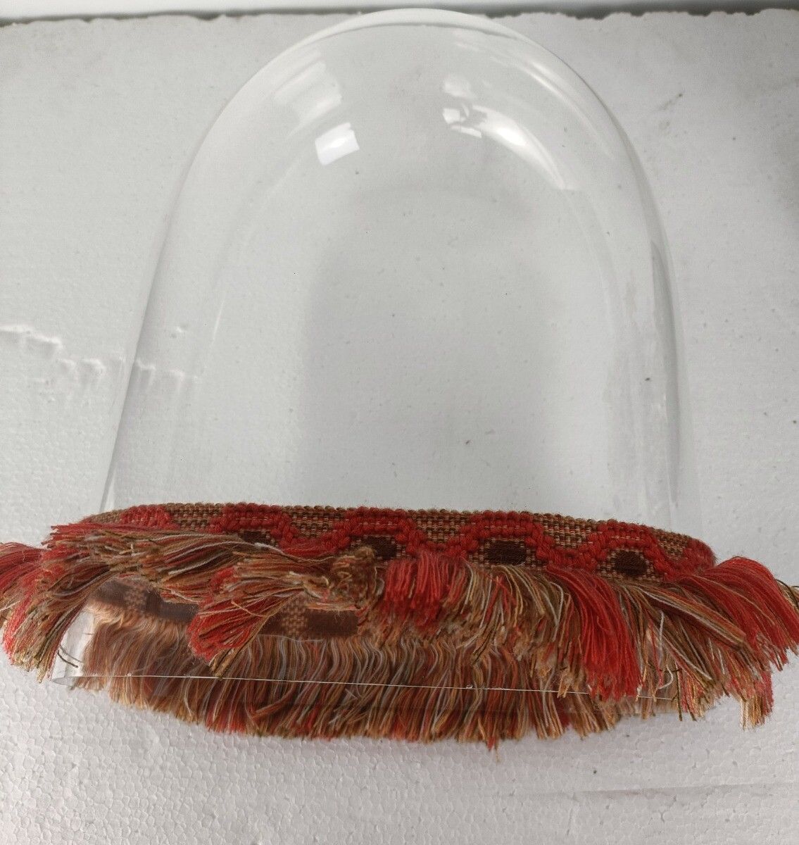 Antique Bridal Victorian Oval Hand Blown Glass Dome Vieux Paris Madonna Wreath G photo buy