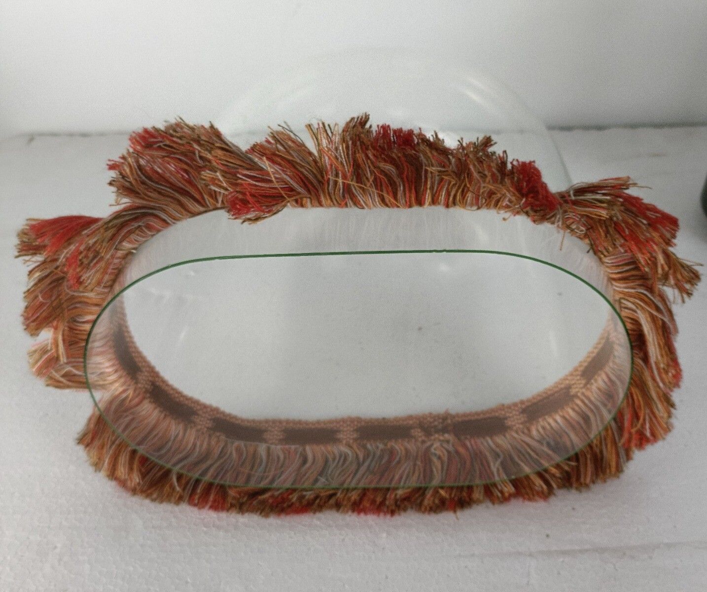 Antique Bridal Victorian Oval Hand Blown Glass Dome Vieux Paris Madonna Wreath G photo vintage