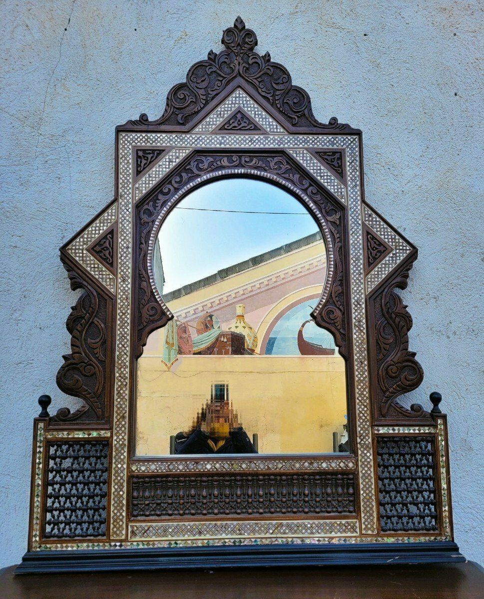 G Parvis, Console + Mirror In Marquetry, 19th Century photo furniture