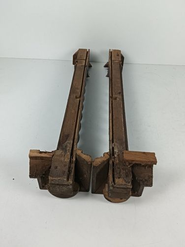 Pair Of Wooden Ornate Reclaimed  Pillars Barley Twist Large  Antique Salvaged Ar photo vinterior