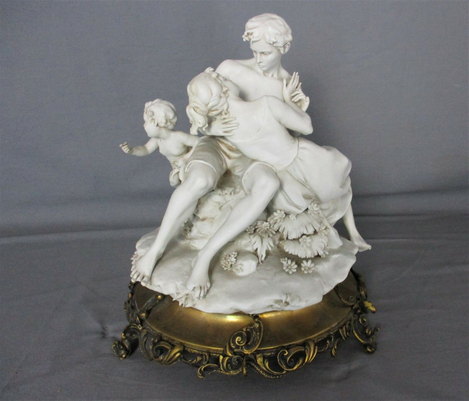 Large Porcelain Statue Figurine  Porcelain  Bisque  Couple Eros Vintage Gorgeous