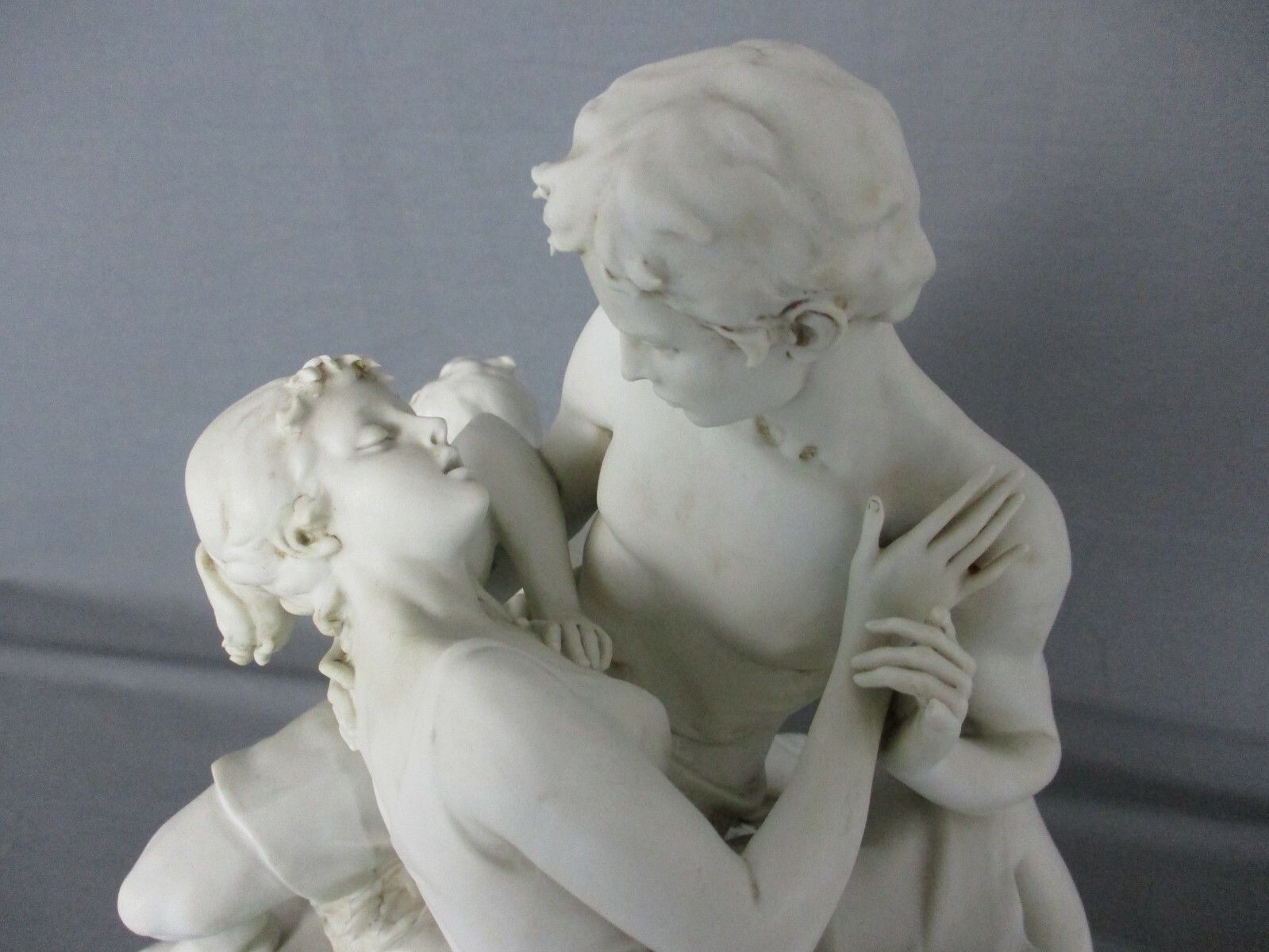 Large Porcelain Statue Figurine  Porcelain  Bisque  Couple Eros Vintage Gorgeous photo vinterior