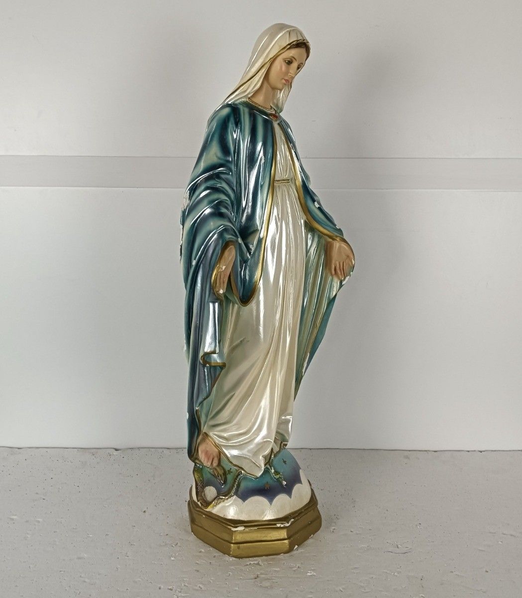 Large Plaster Statue Virgin Mary Open Arms Polychrome Our Lady Of Columbia Vinta photo 202.0
