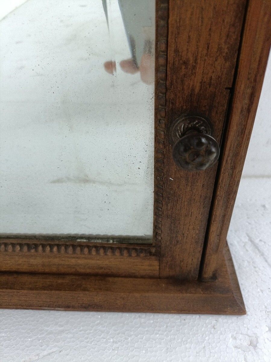 Medicine Apothecary Antique Wall Cabinet Beveled Glass Hobnails Lovely Wood Barn photo 244.0
