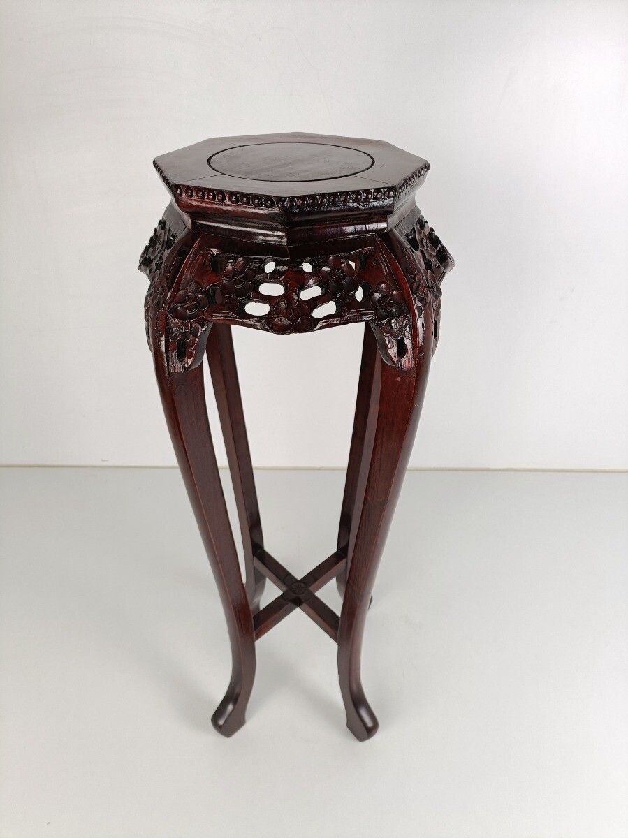 Large Gorgeous Rosewood Chinese Pedestal Plant Stand Bonsai Table Side Table Orn photo furniture