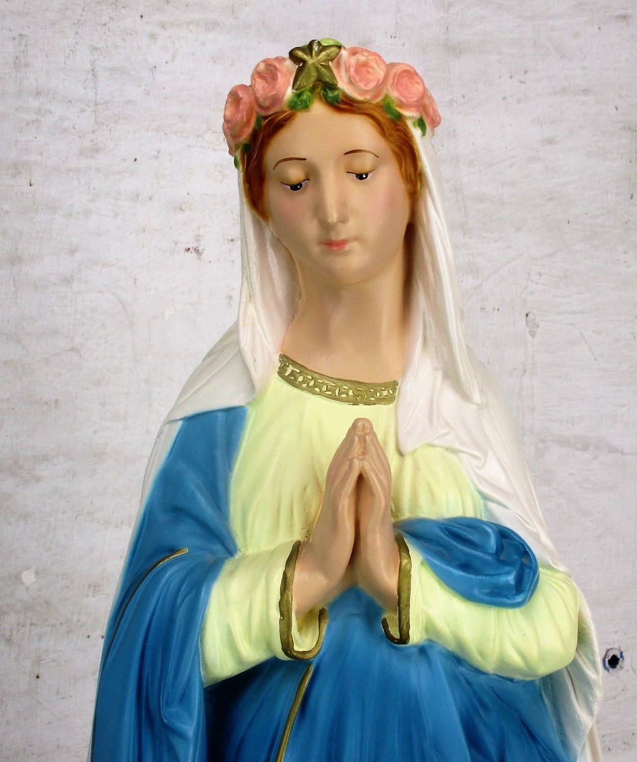 Xl Statue Our Lady Of Immaculate Conception Treading On Snake Polychrome 26.37" photo for sale