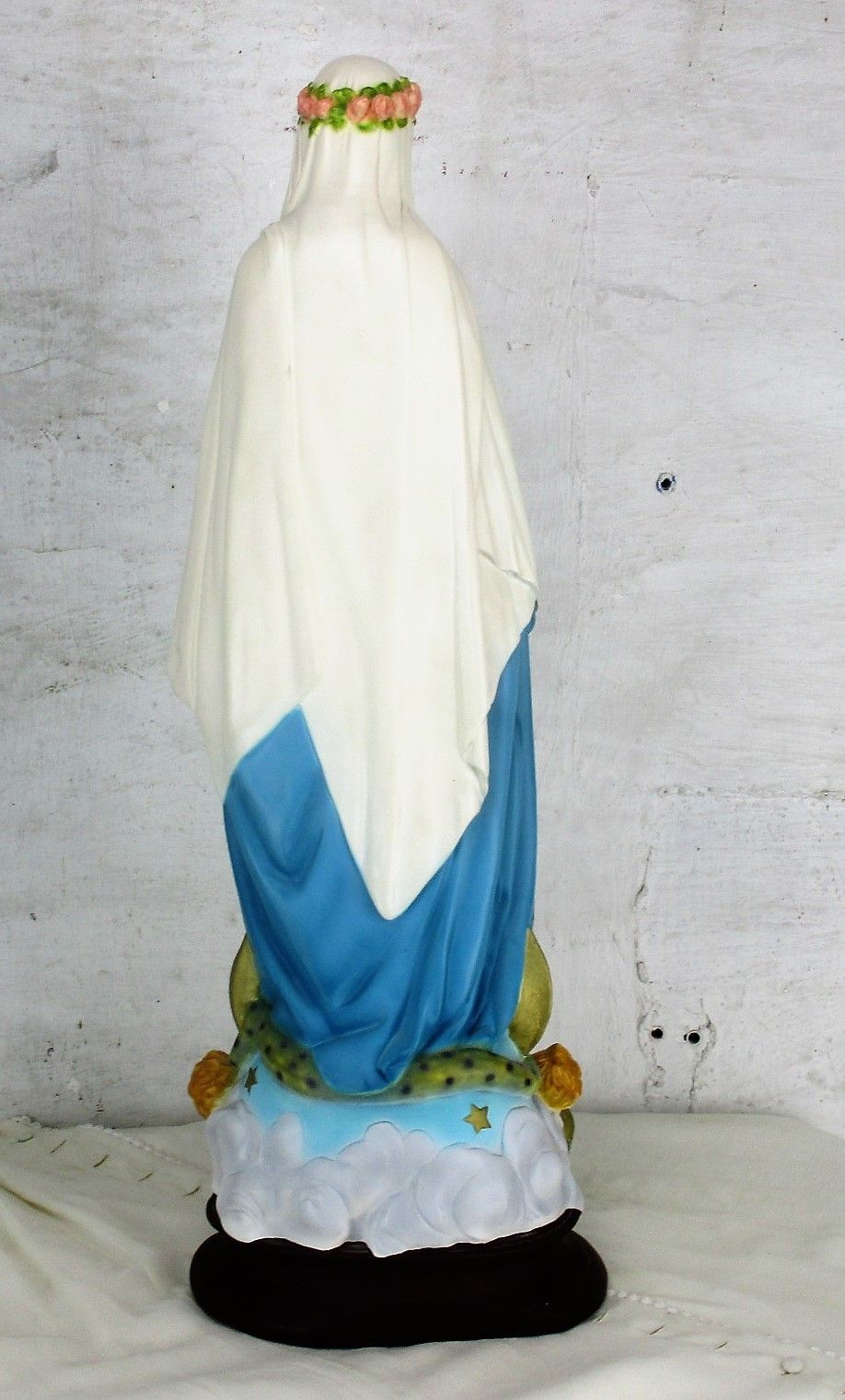 Xl Statue Our Lady Of Immaculate Conception Treading On Snake Polychrome 26.37" photo vintage