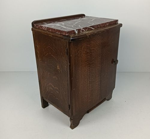 Art Deco Antique Nightstand End Table Wood Marble Top Cabinet Stylish photo furniture