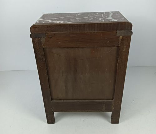 Art Deco Antique Nightstand End Table Wood Marble Top Cabinet Stylish photo for sale