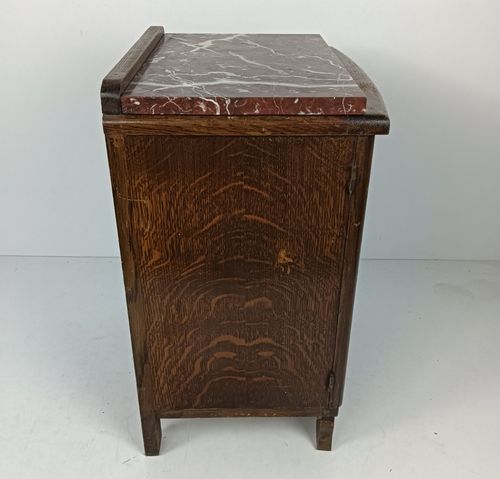 photo for sale Art Deco Antique Nightstand End Table Wood Marble Top Cabinet Stylish