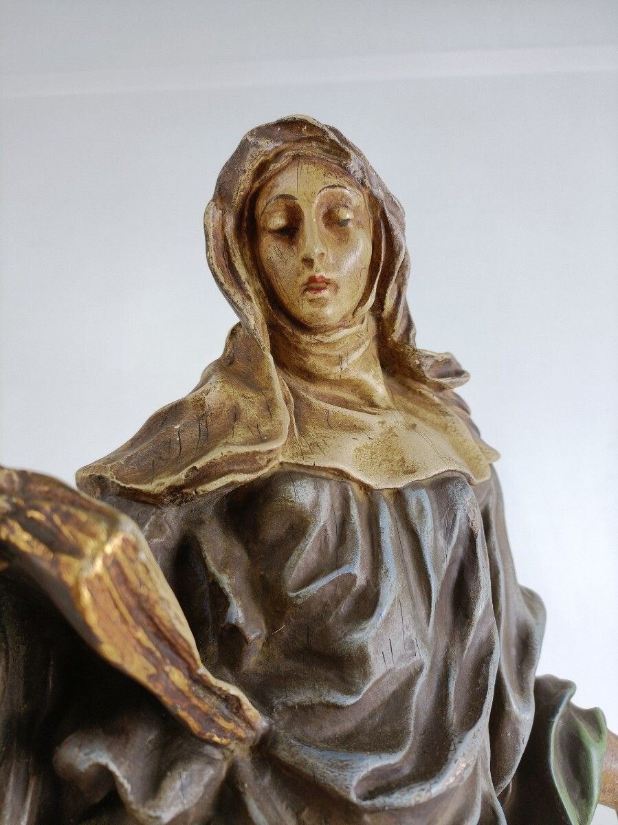Gorgeous Statue Plaster Saint Margaret Queen Of Scotland Collector Htf photo 385.0