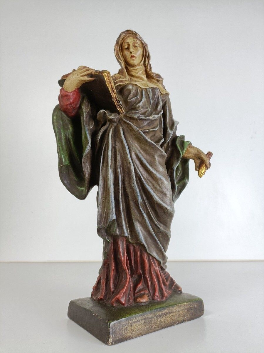 photo for sale Gorgeous Statue Plaster Saint Margaret Queen Of Scotland Collector Htf