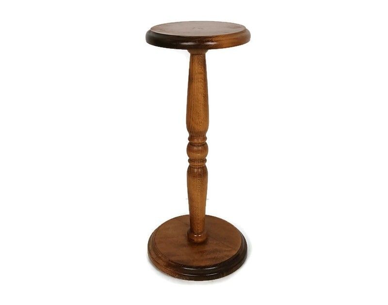 Tall Pedestal Carved Wood Vintage Plant Stand Side Bonsai Table Barn Style