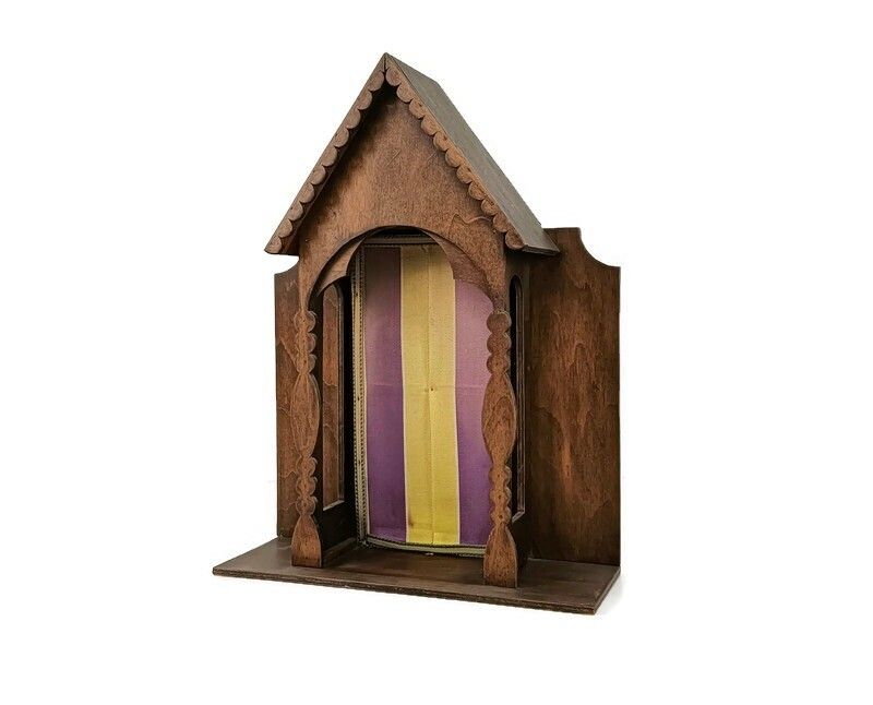 Hand Carved Wooden Chapel Niche For Statue  Standing Lovely Vintage Wood