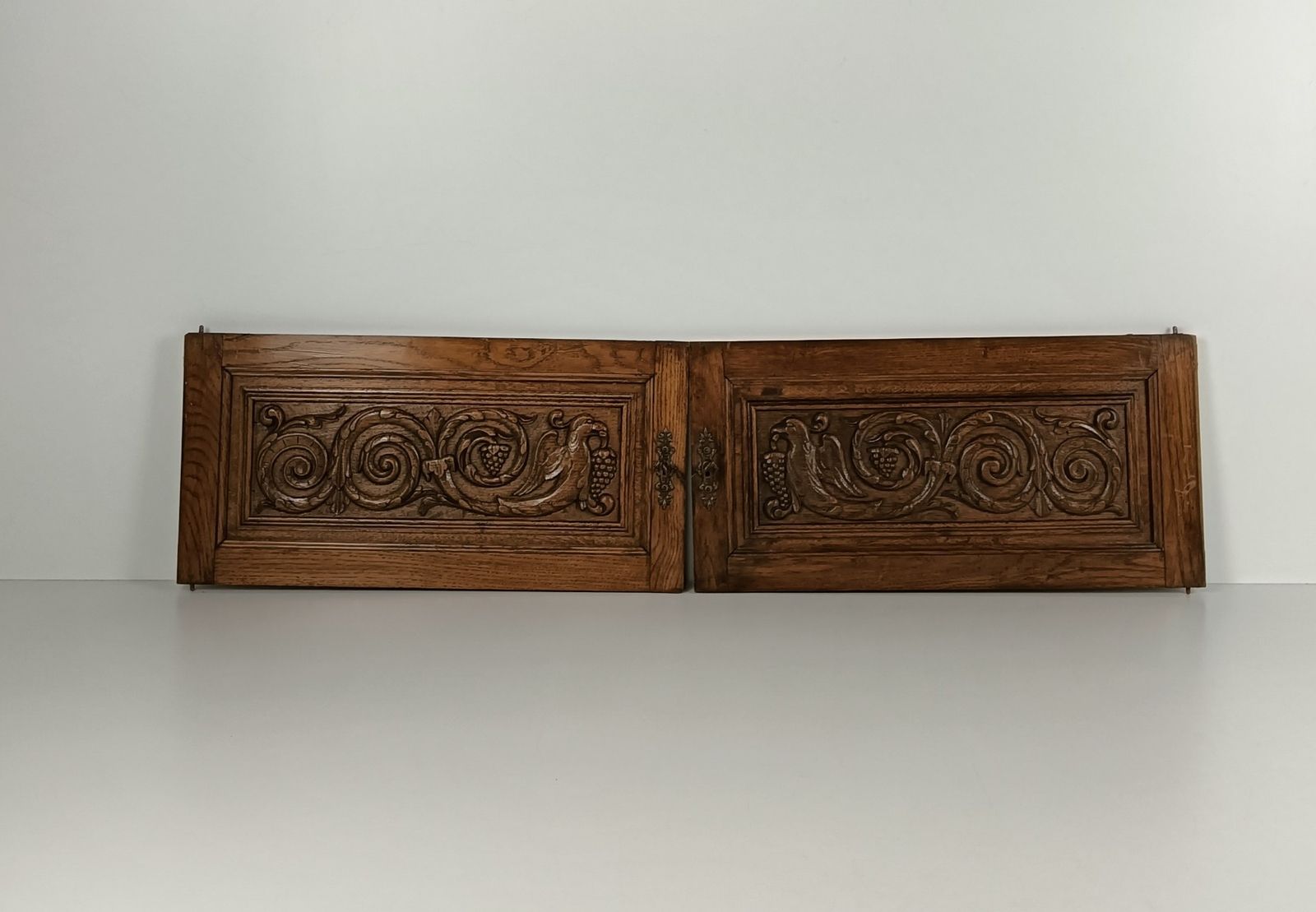 Pair Antique Door Panels Carved Wood Ornate Birds Of Paradise Architectural Recl photo furniture