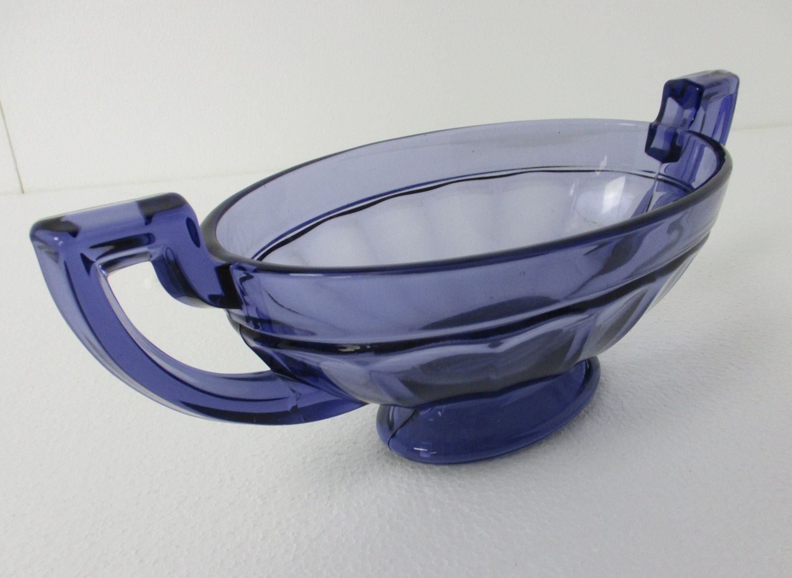 Art Deco Val St Lambert Purple Blue Coupe Marcelle  Bowl Dish Centerpiece Basket photo furniture