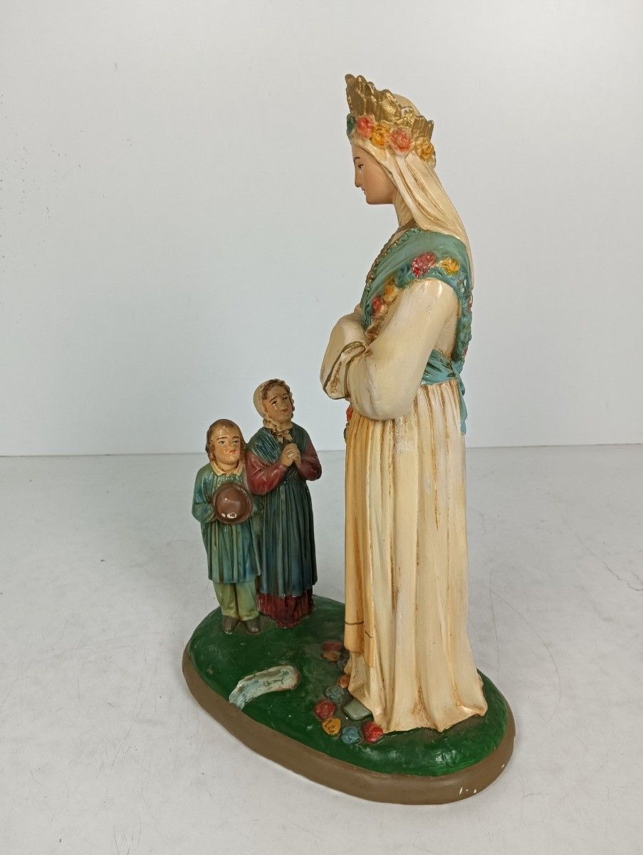 Large Rare Statue Our Lady Of La Salette Madonna Piange France Children Polych photo Art
