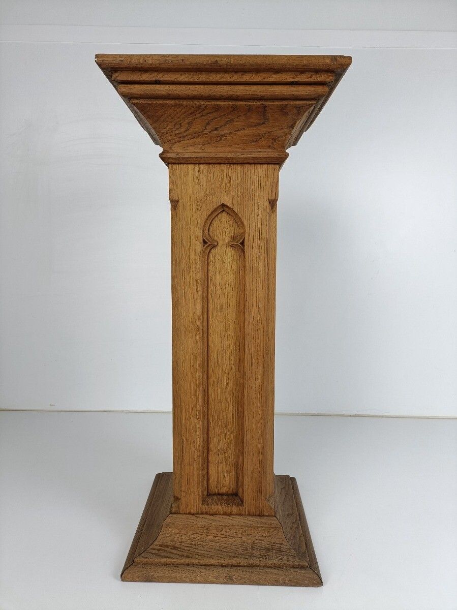 Gothic Antique Wooden Ornate Side Display Table Pedestal Plant Stand Church Chap photo for sale