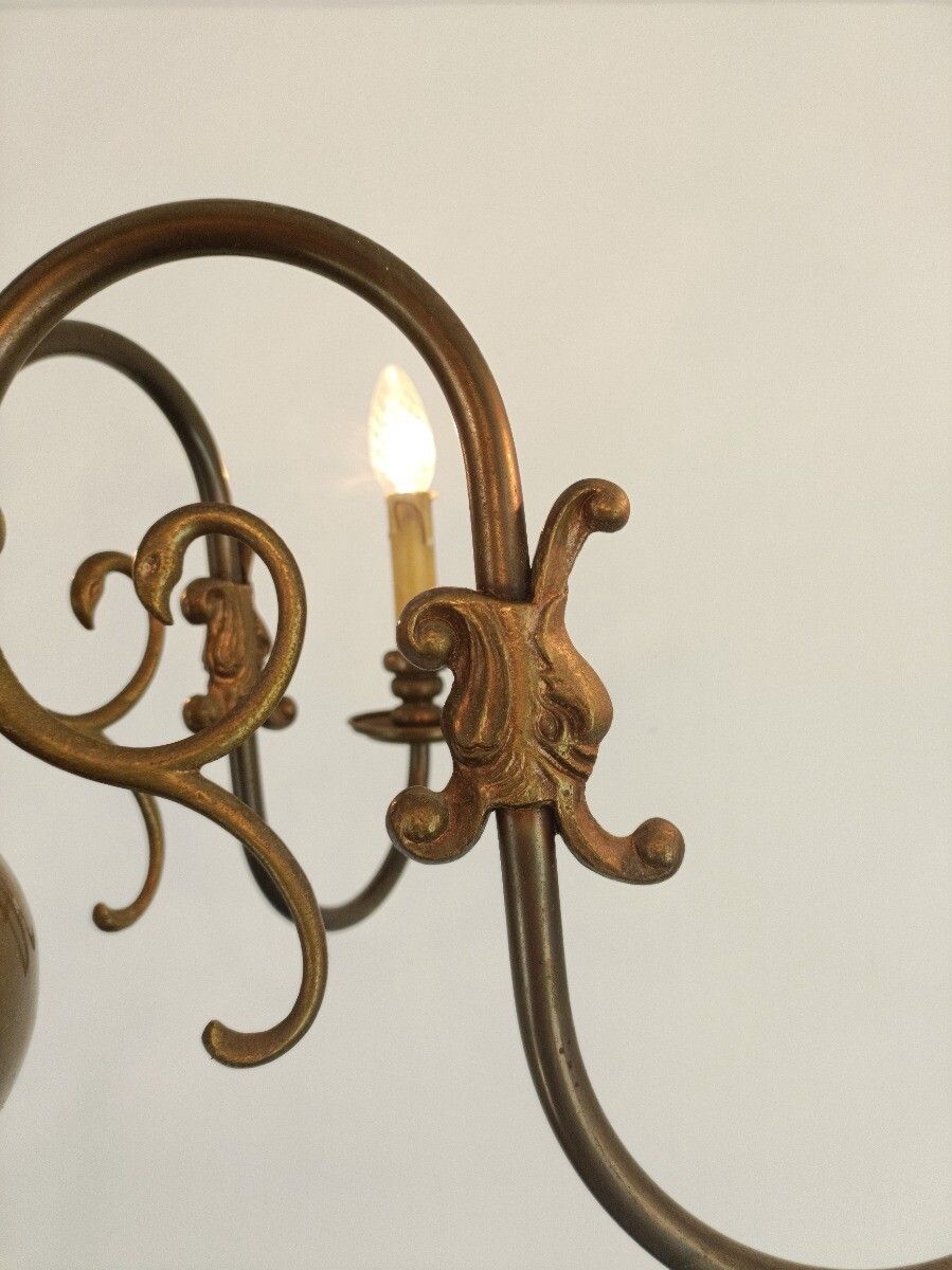 Flemish Dutch Chandelier 6 Arm Lights Brass Barn Farm Countryhouse Style Eagles photo buy