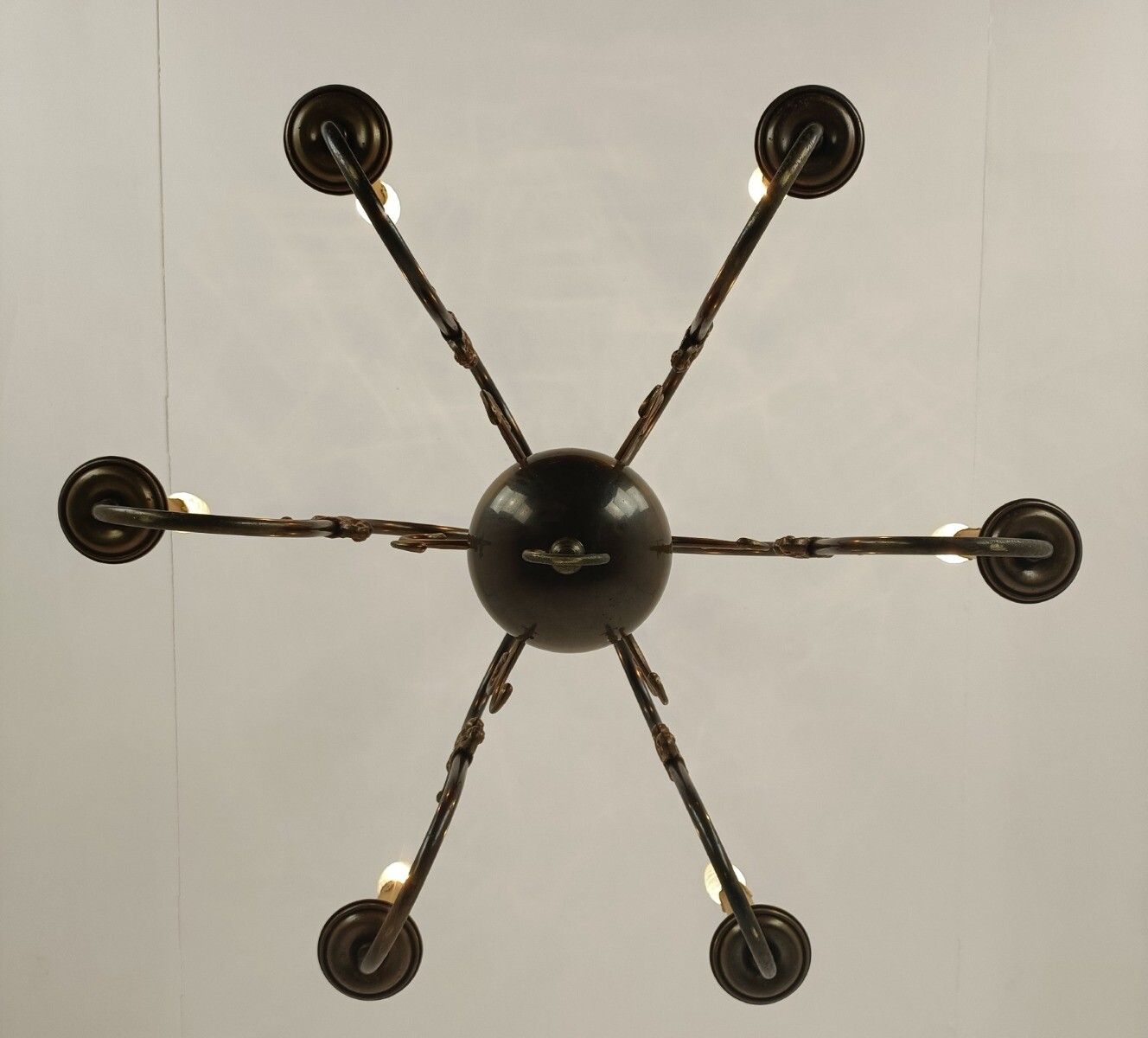 photo for sale Flemish Dutch Chandelier 6 Arm Lights Brass Barn Farm Countryhouse Style Eagles