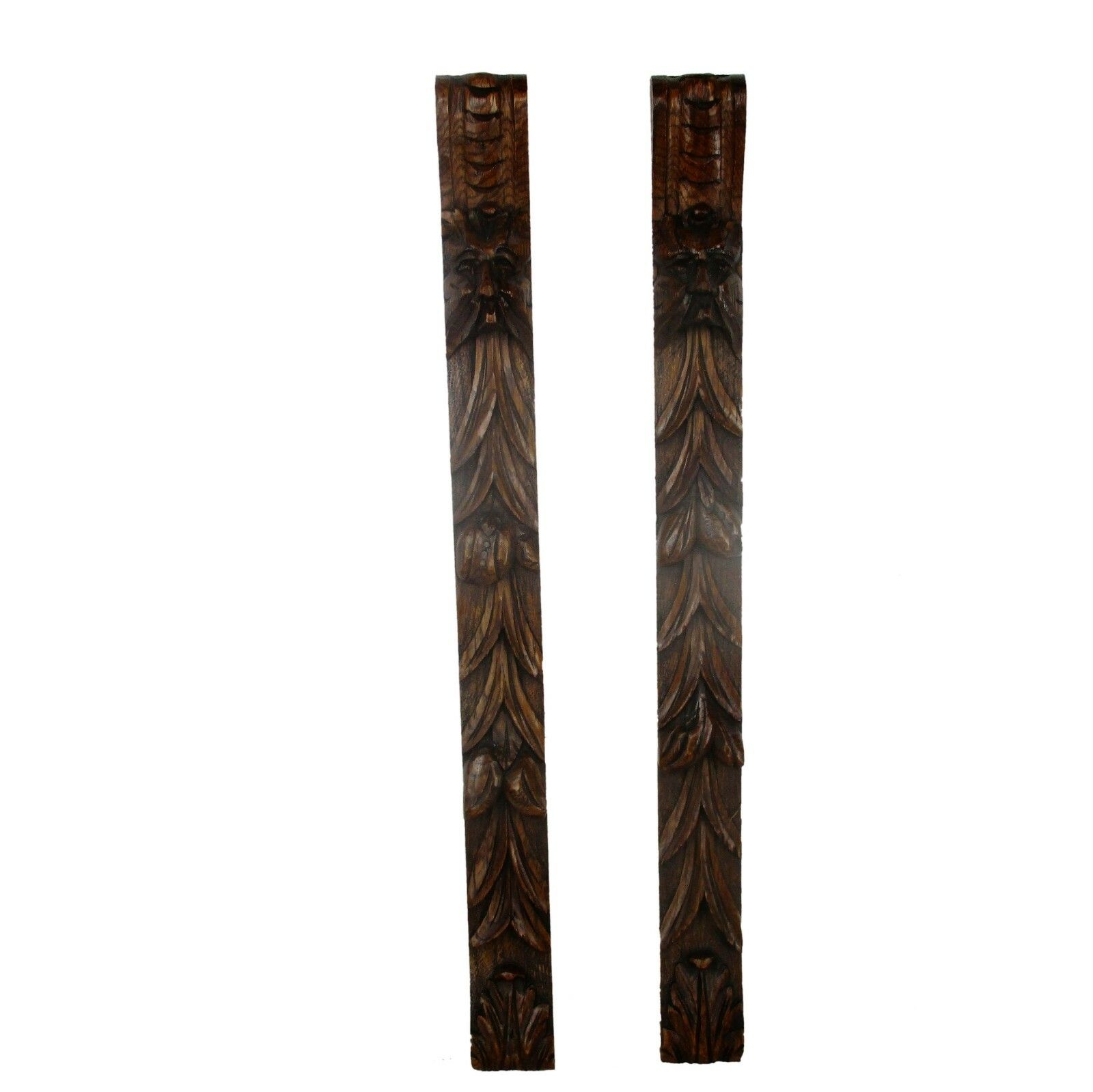 Antique Gothic Pair Antique Corbels Hand Carved Wood Pediments Architectural Wow photo for sale