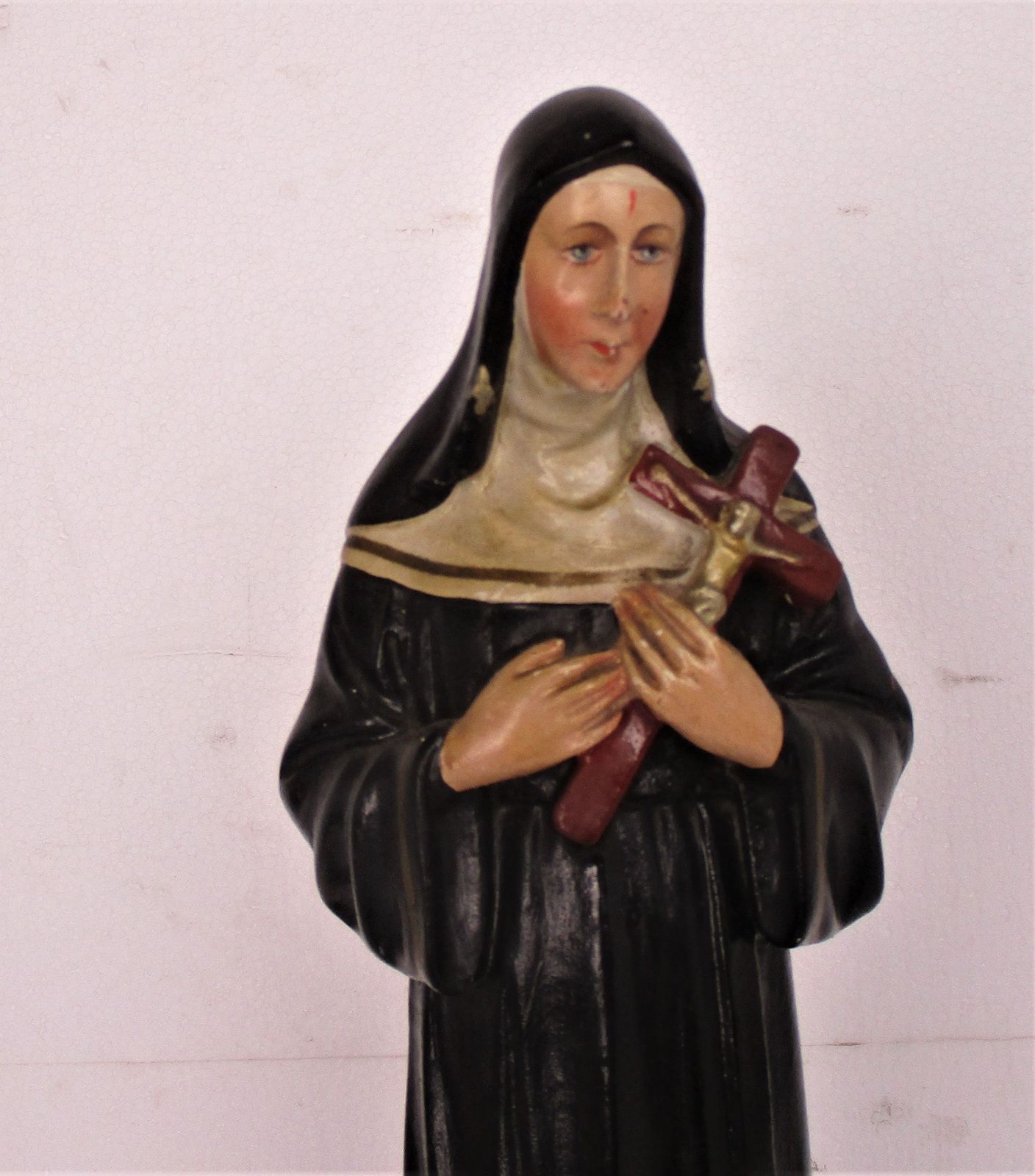 Htf Statue St Saint Rita Of Cascia Plaster Patroness Impossible Causes Bees 15.9 photo furniture