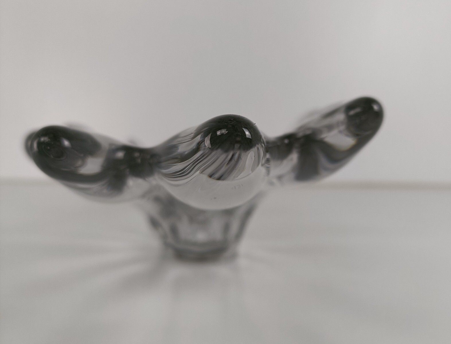 Italian Clear Bowl Dish Centerpiece Murano Seguso Art Glass Modernist Decorative photo vintage