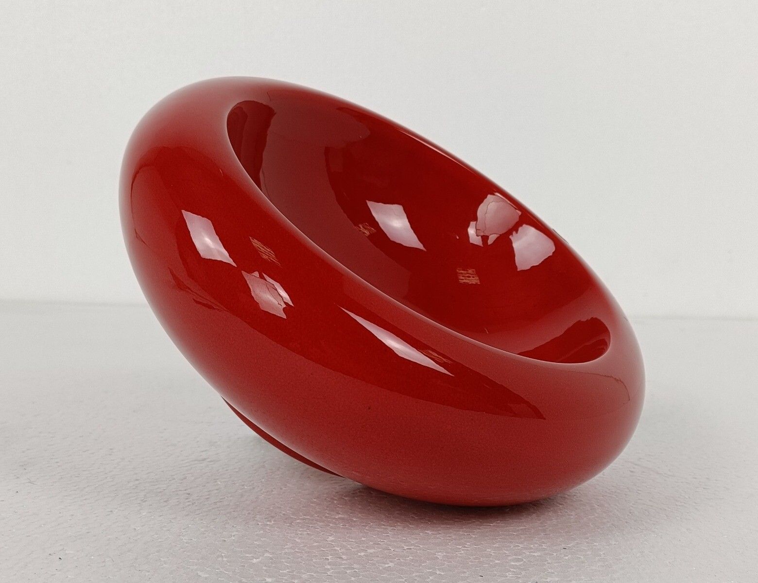 Pino Spagnolo For Sicart Italy, 1960/70's Space Age Dish Bowl Collector Red Ce photo vinterior