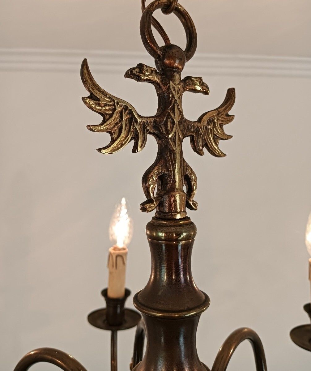 Dutch Flemish Chandelierbrass Vintage Modernist Barn Farmhouse Style 8 Lights Ea photo 526.0