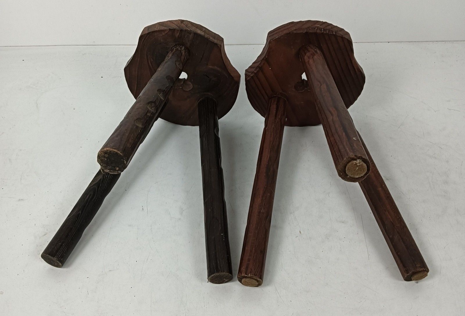 Pair Wooden Spanish Side Wine Milking Stool Table Pedestals Plant Bonsai Stands photo 244.0