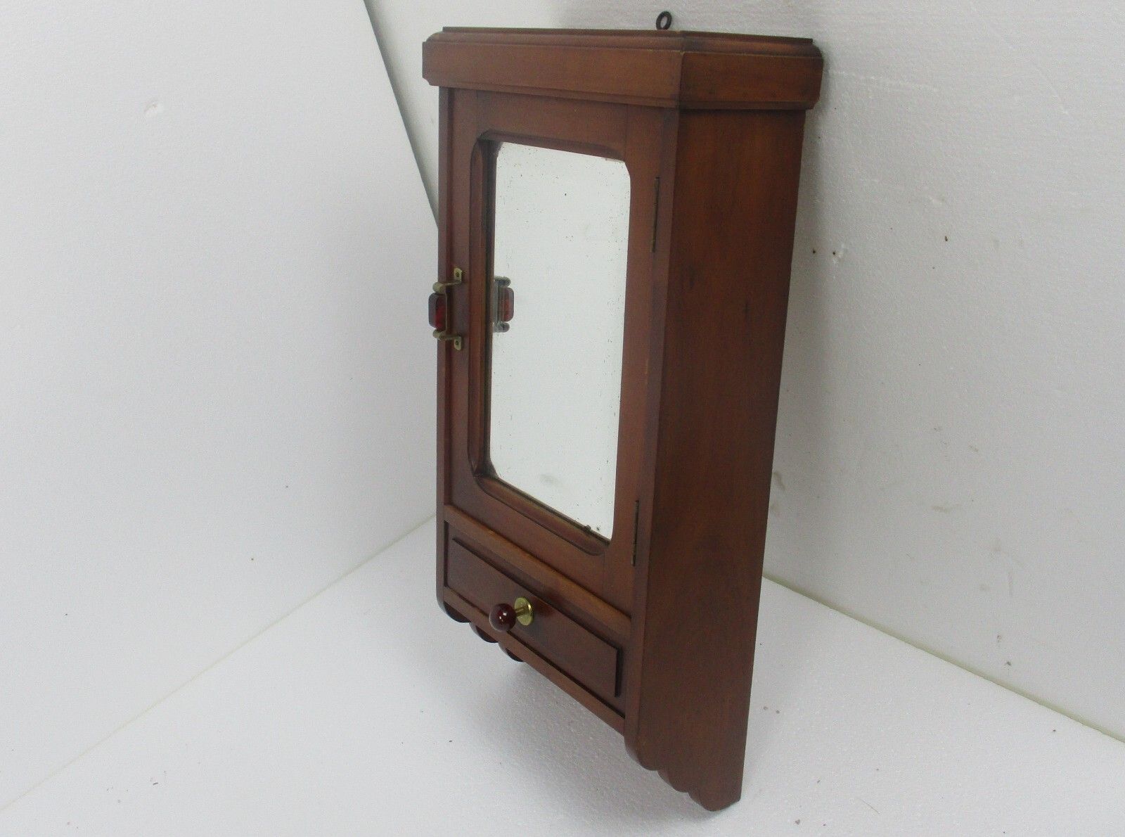 Large Apothecary Bathroom Medicine Kitchen Cabinet Wood Barn Style Beveled Glass photo for sale