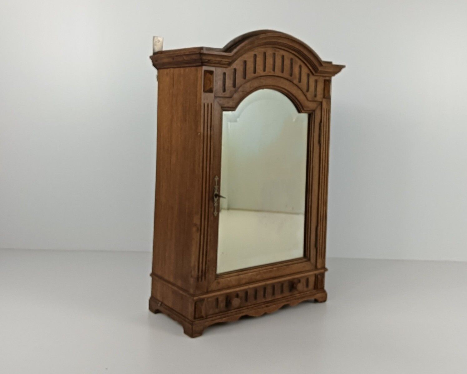 Gorgeous Hand Carved Wooden Medicine Apothecary Pharmacy Cabinet Beveled Glass A photo furniture