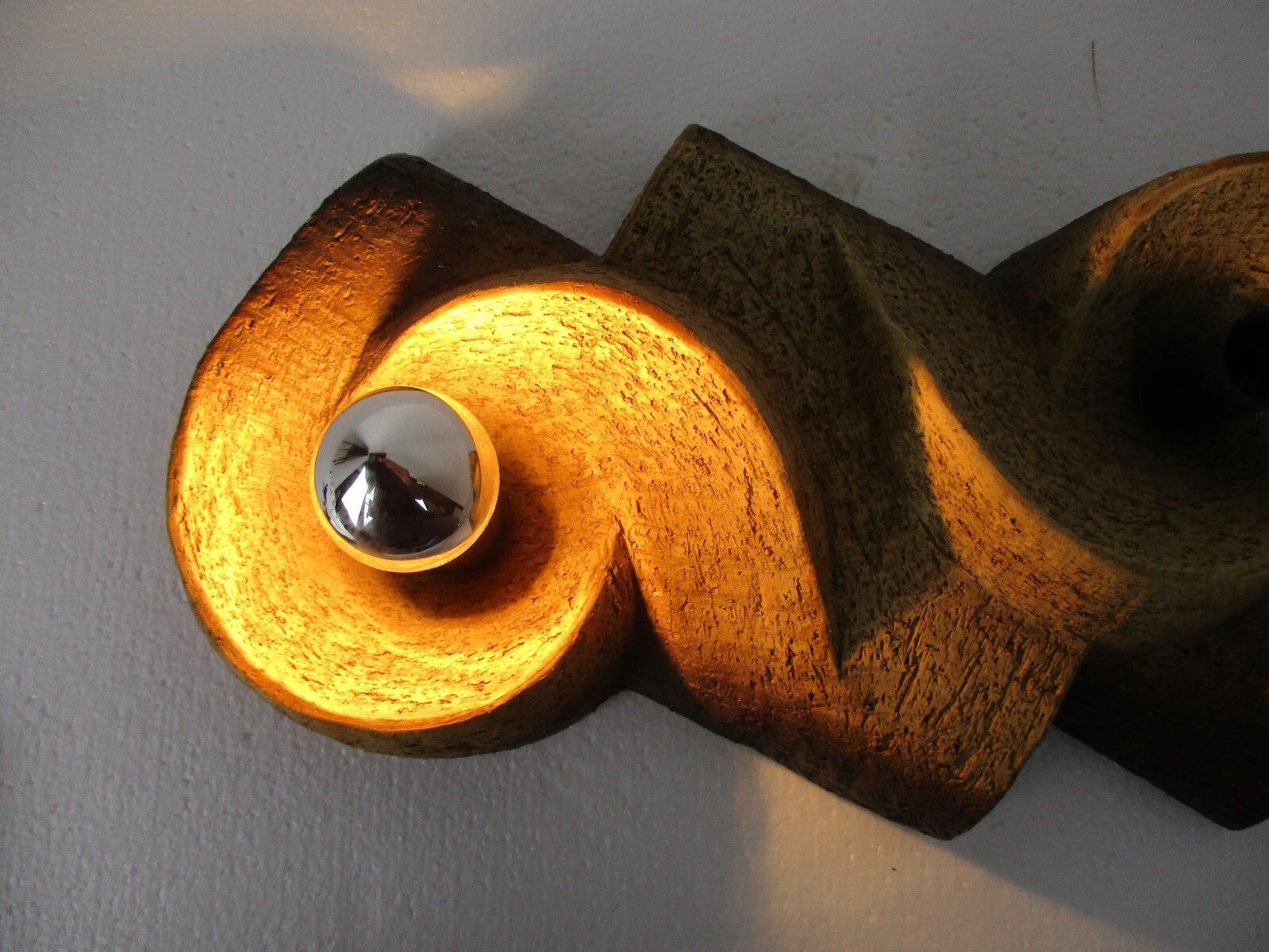 Wall Mounted Light Sconce  Brutalist Retro Lamp Earthenware Stoneware Dutch Wow photo for sale