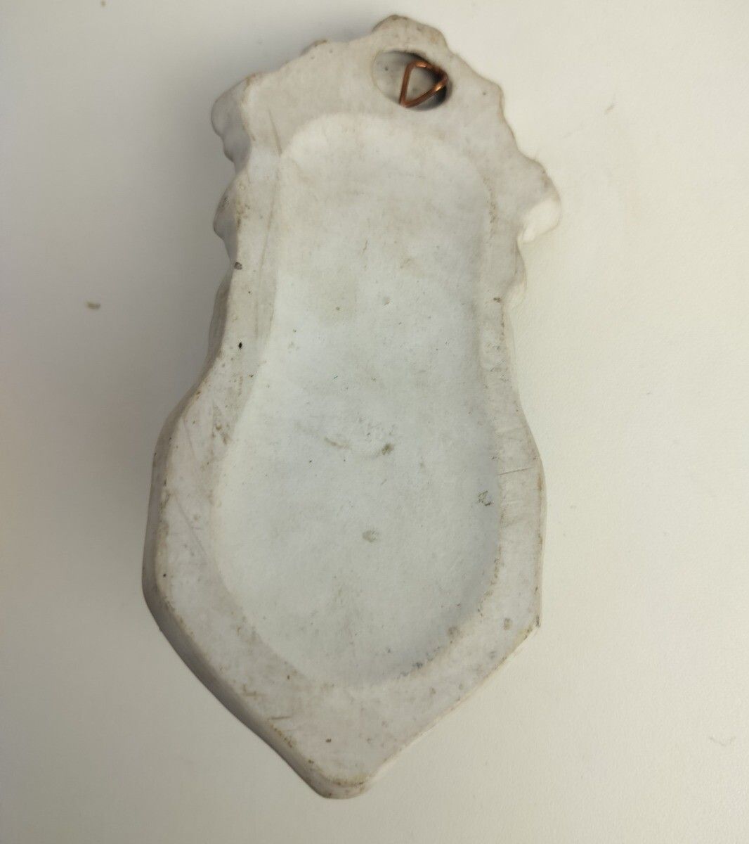 Antique Holy Water Font Vessel Bisque Porcelain White  Virgin Mary Madonna photo vintage