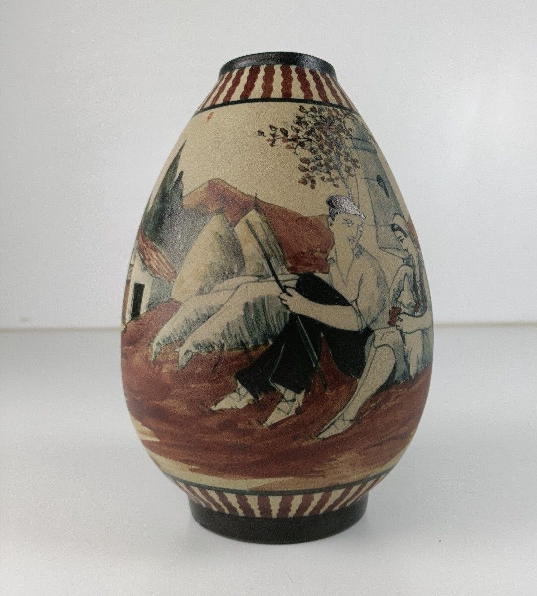 Art Deco Sandstone Stoneware Vase Basque Country M. David Ciboure photo furniture