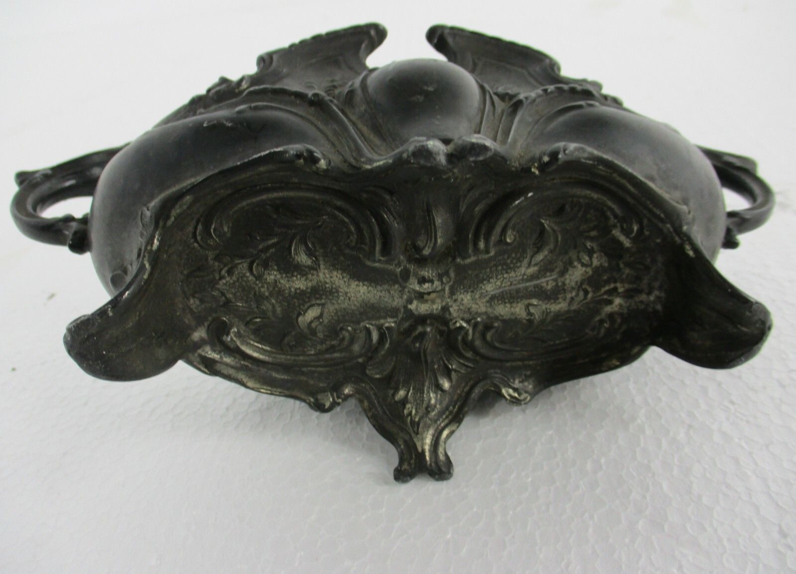 Faux Brass Spelter Planter Jardinière Ornate Embossed Centerpiece Legged photo vintage