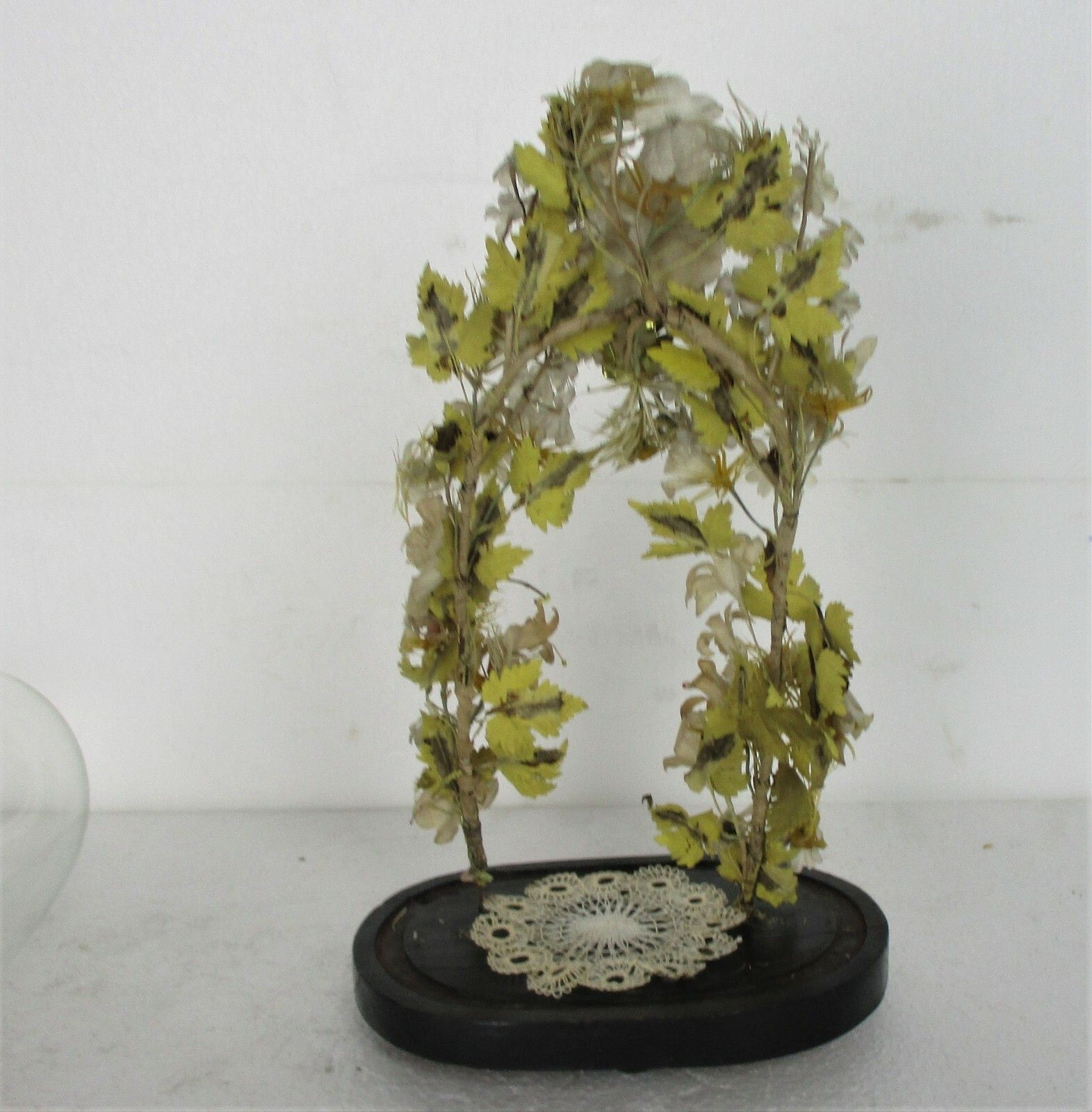 Small Antique 1800 Victorian French Bridal Wedding Dome Silk  Flowers photo 409.0