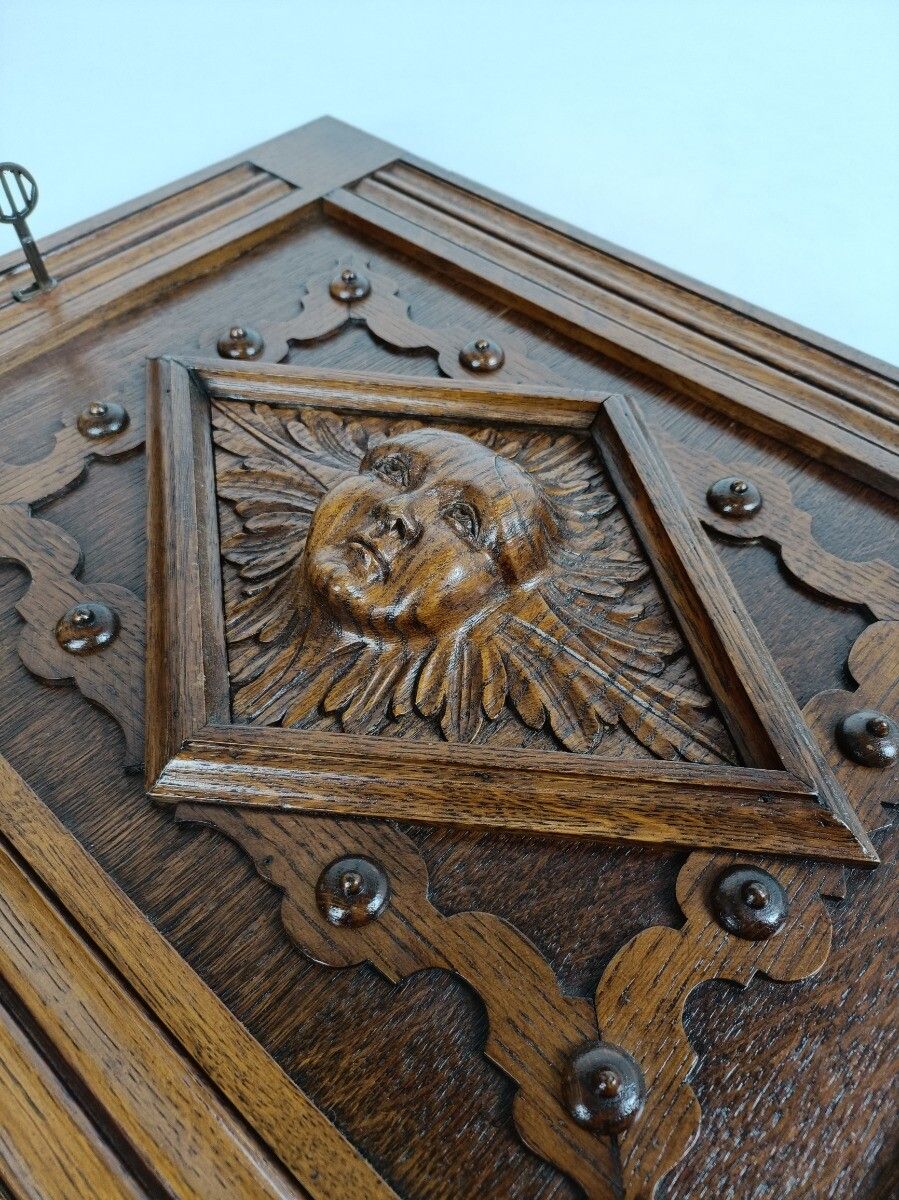 Antique Door Panel  Cabinet Face Oak Hand Carved Wood Architectural Reclaimed Or photo buy